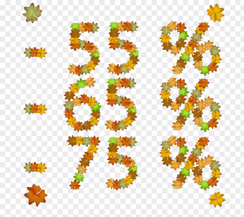 Autumn Leaves Percentage Sales Figures Numerical Digit Leaf PNG