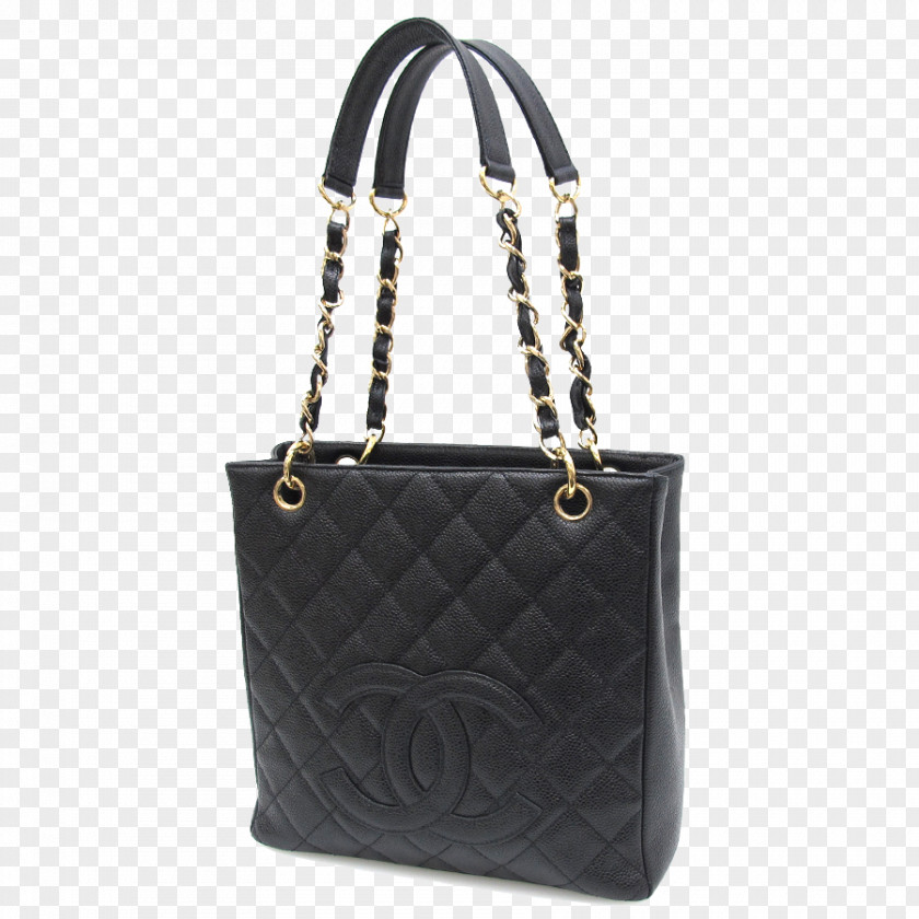 Chanel Female Models Black Hand Bag Metal Chain Tote Handbag PNG