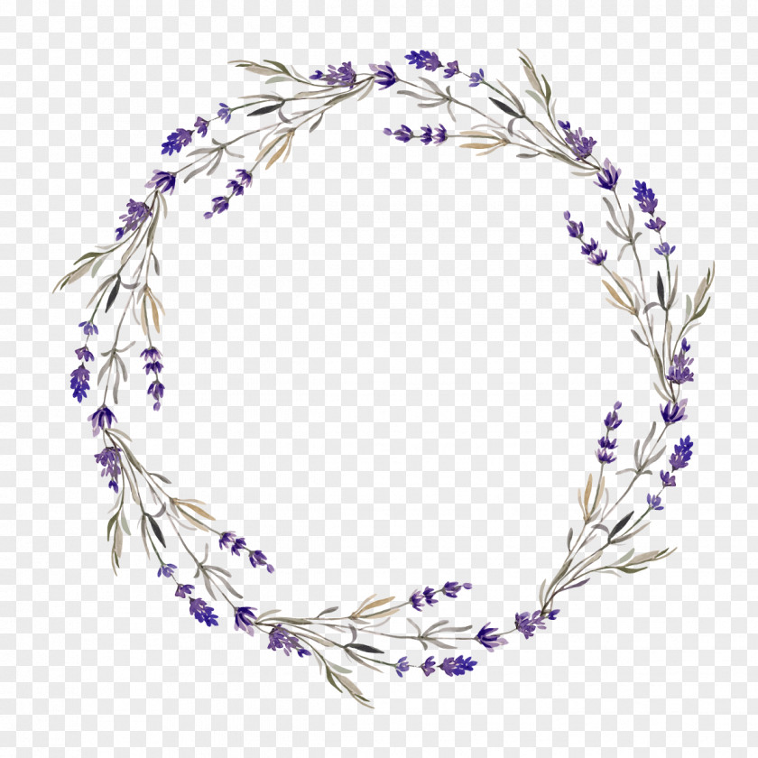 Purple Flowers Hollow Circles Wreath Lavender Flower Clip Art PNG