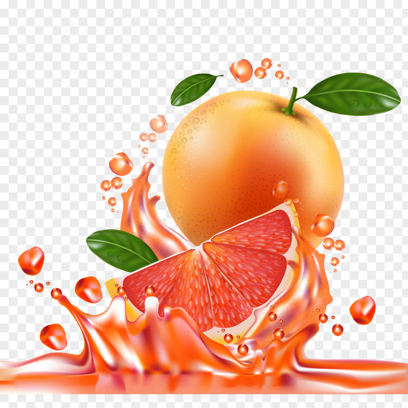Fresh Grapefruit And Juice Vector Material Green Tea Drink PNG