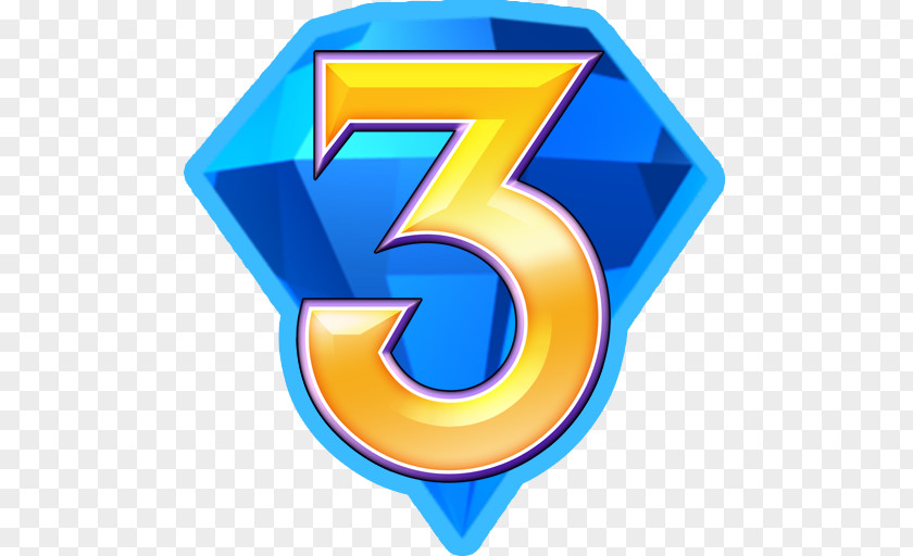 Number 3 Bejeweled 2 Puzzle Video Game PNG