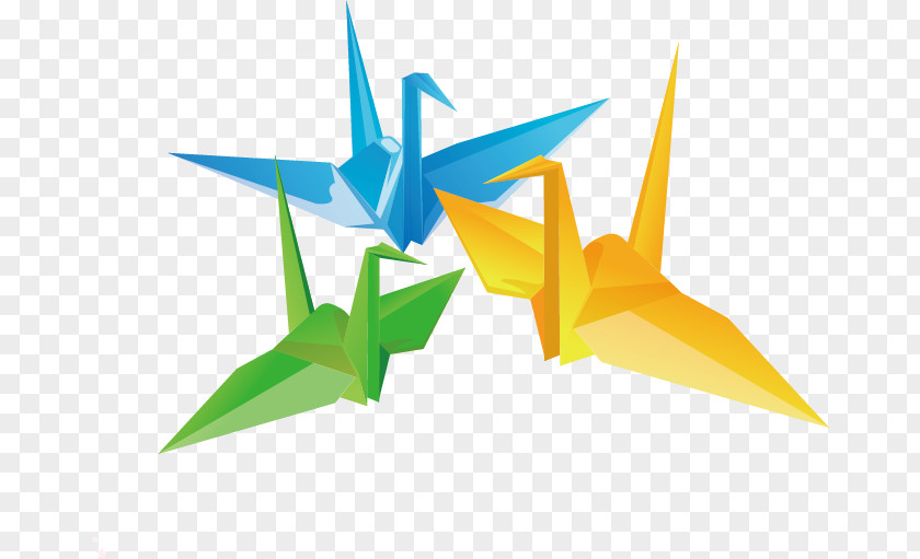 Vector Colored Paper Cranes Thousand Origami Orizuru PNG
