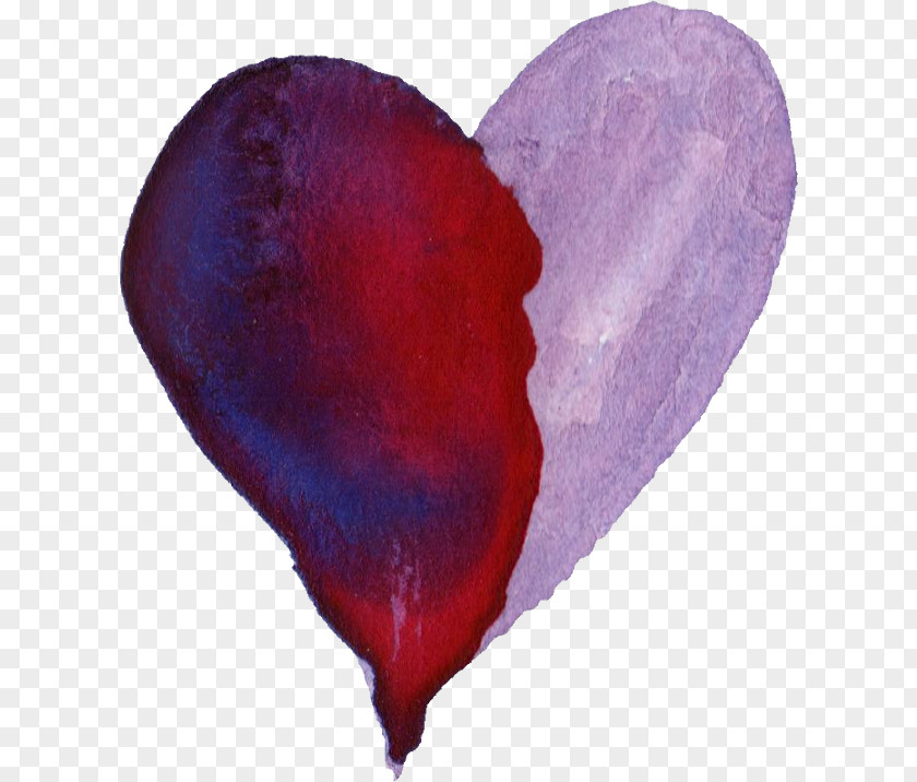 Watercolor Heart Painting Purple Magenta Red PNG
