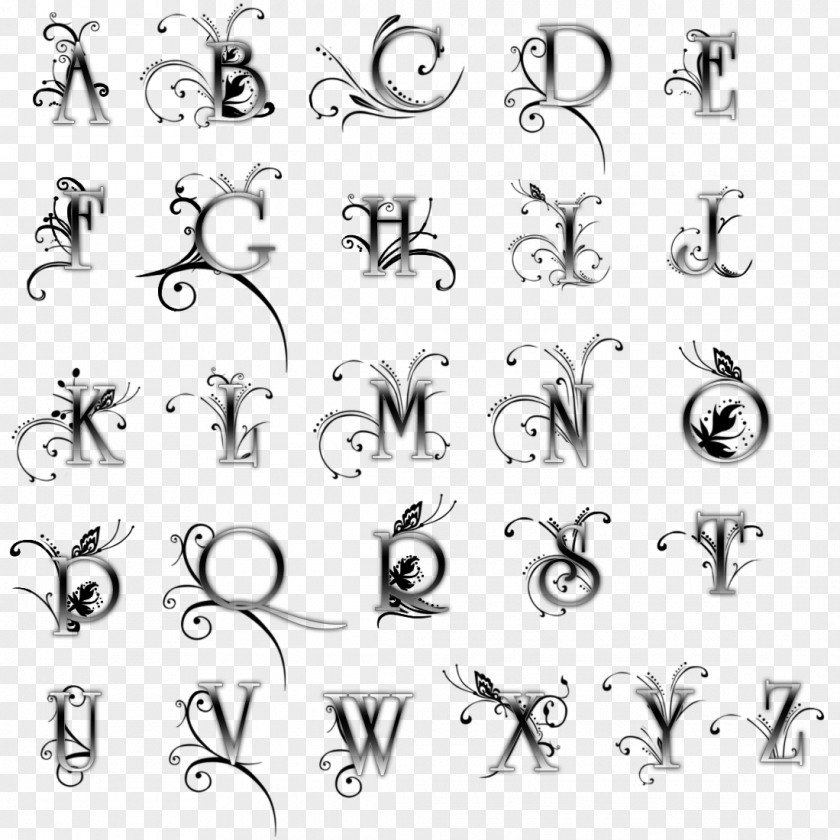 Alphabet Tattoo Letter Cursive Idea Font PNG