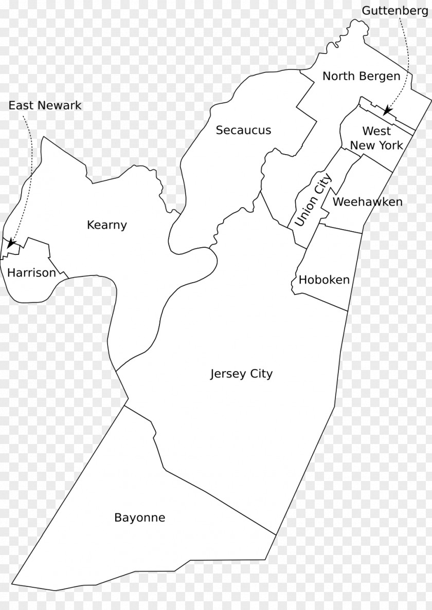 Map Hudson County, New Jersey Blank ArcView PNG