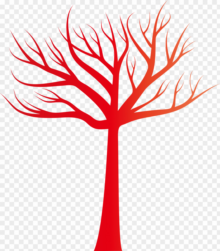 Red Tree Leaf Line Woody Plant PNG
