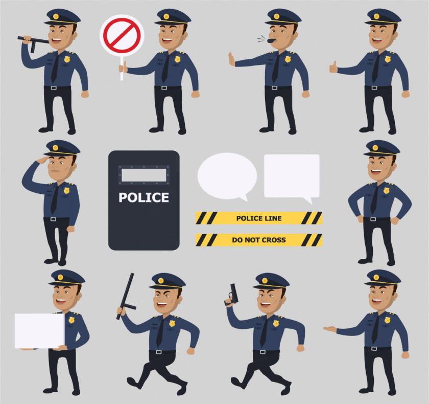 A Group Of Police Figures Officer Indian Service Clip Art PNG