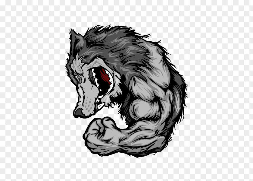 Muscles Gray Wolf Cartoon Arm PNG