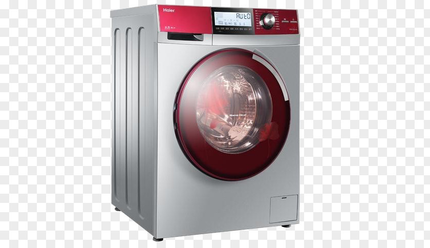 Red China Wind Haier Automatic Drum Washing Machine PNG