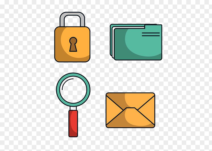 Magnifying Glass Lock, Folder, Envelope Icon PNG