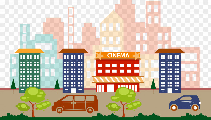 Cartoon City Silhouette Animation PNG
