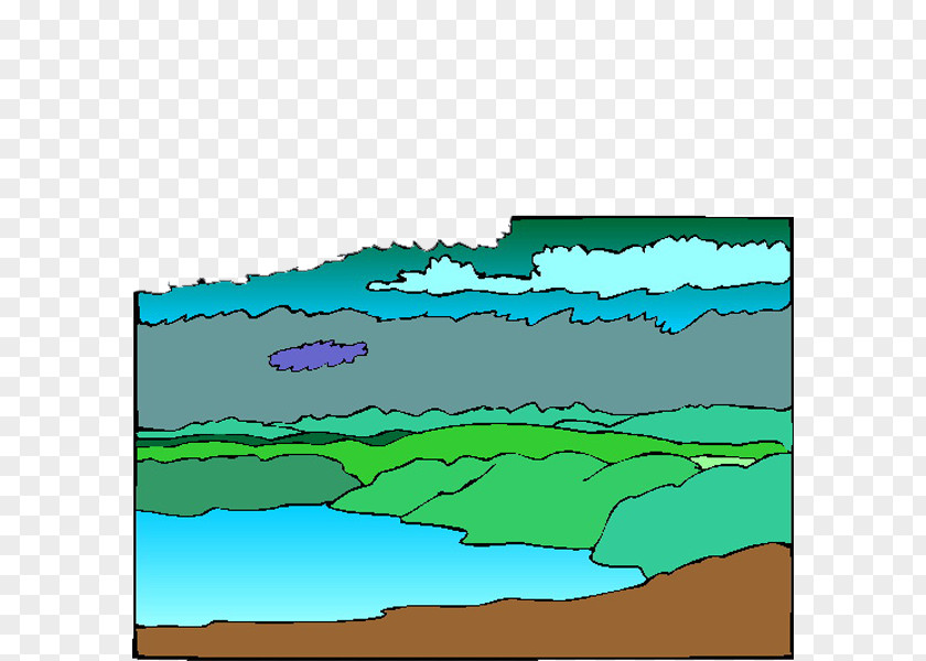 Cartoon Lake Landscape Painting Fukei PNG