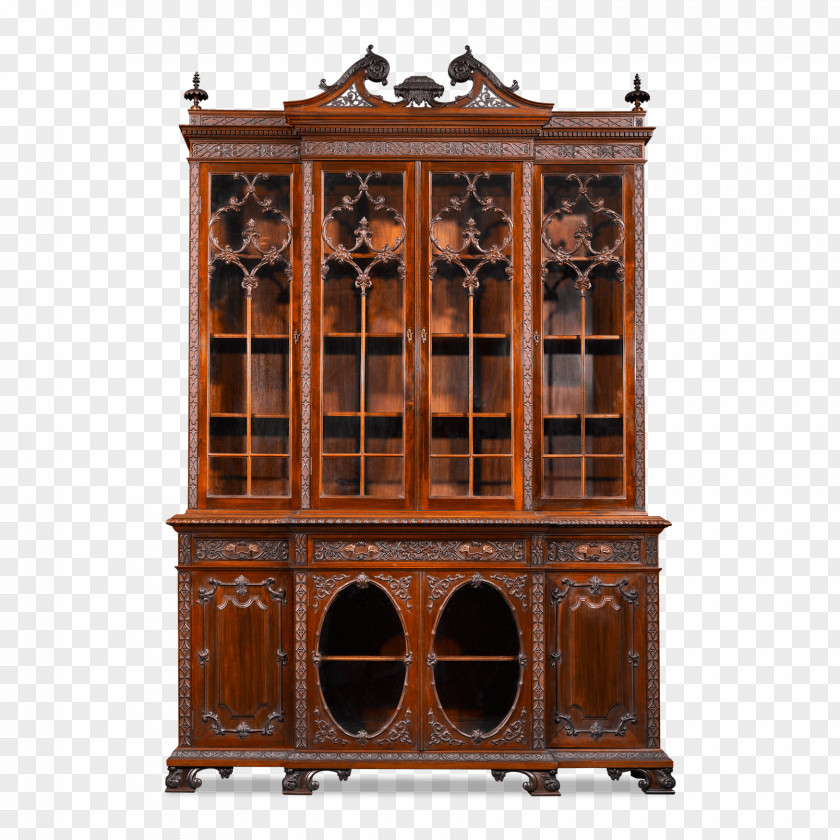 Exquisite Carving. Bookcase Rococo Furniture Mahogany Table PNG