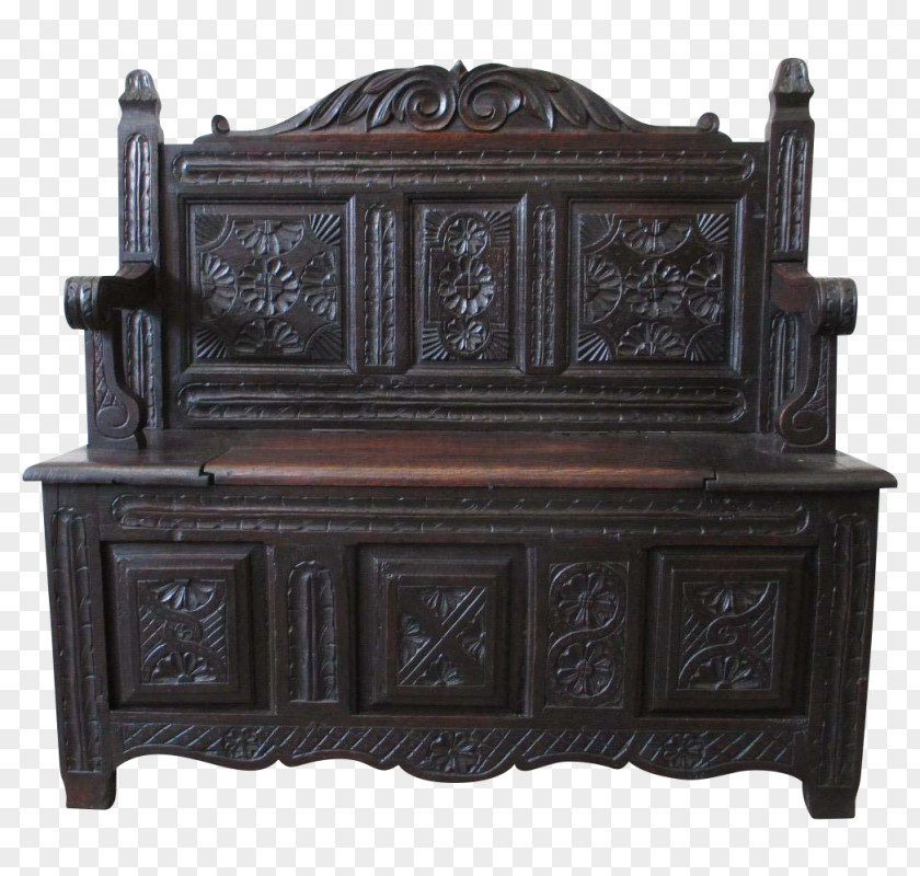 Antique Furniture Bench Hall Tree PNG