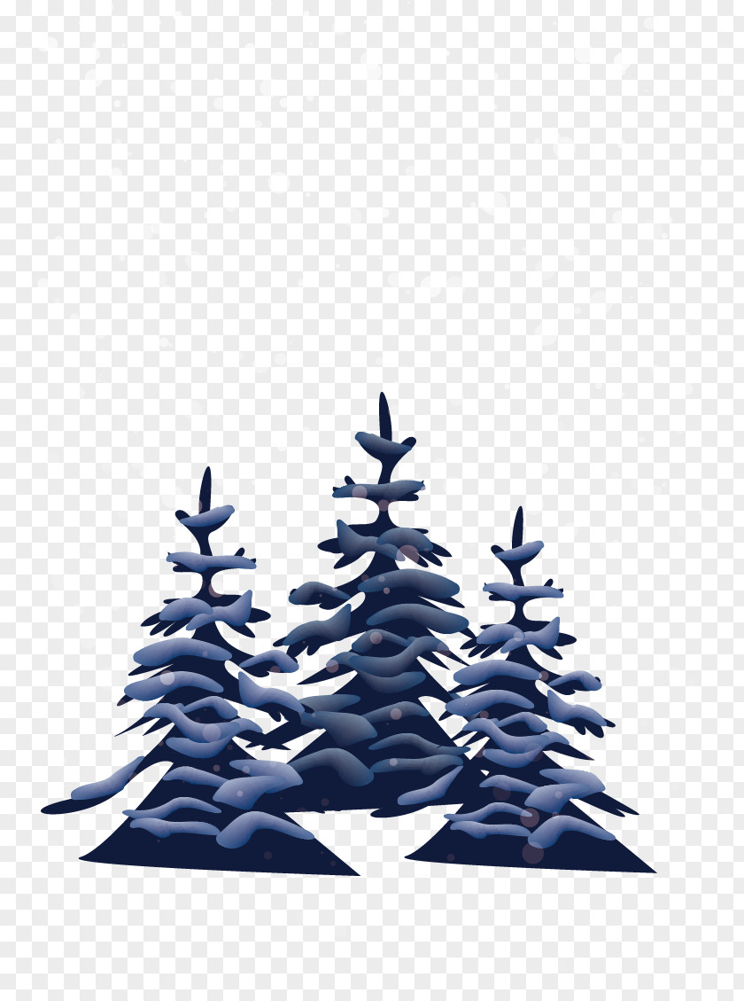 Blue Trees Winter Material Spruce Daxue PNG
