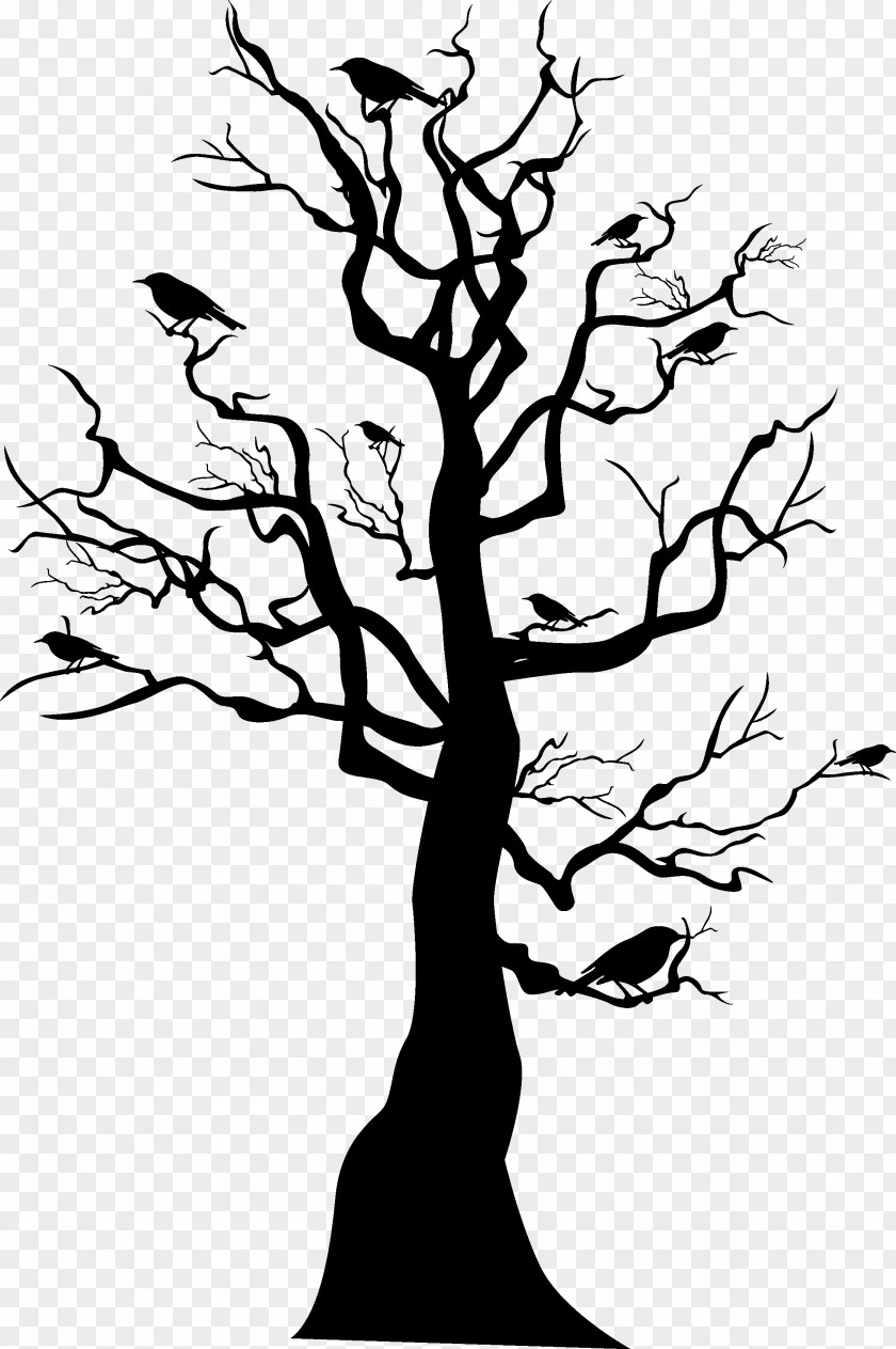 Black Halloween Tree Skeleton PNG