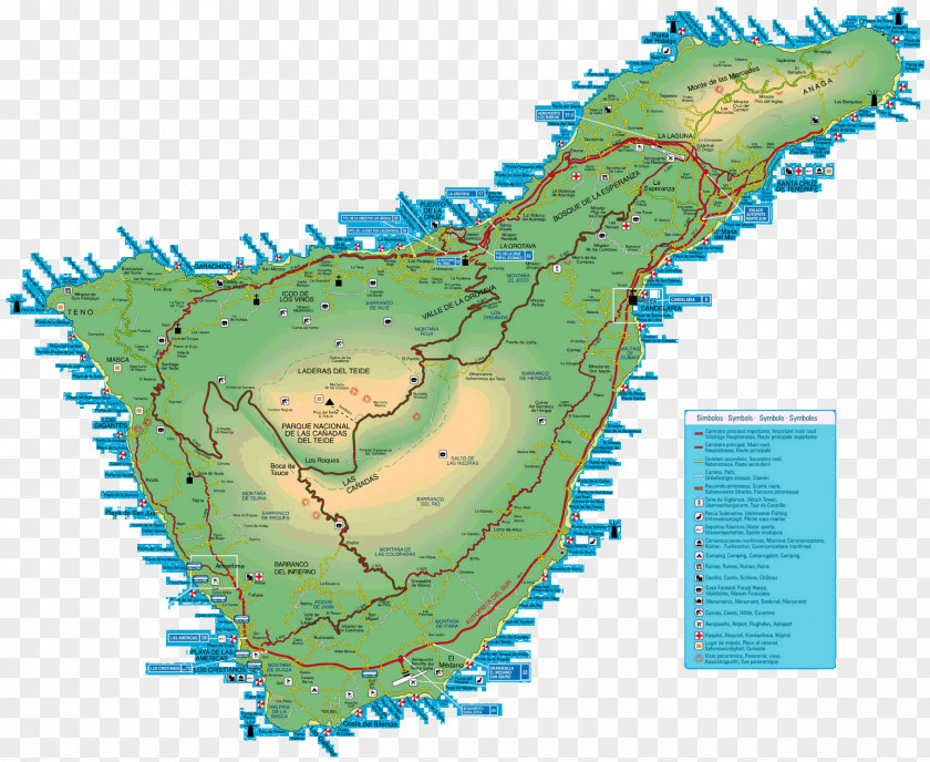 Map Santa Cruz De Tenerife Tourist Atlas Costa Adeje PNG