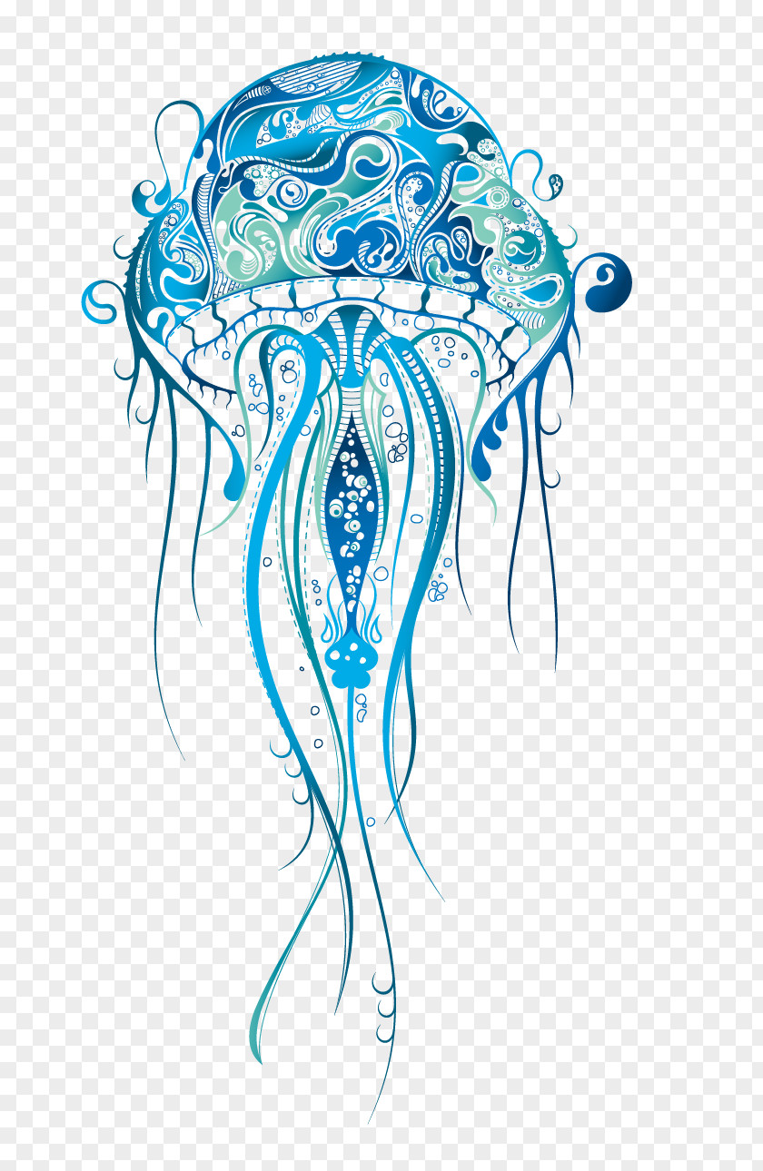 Printing Vector Jellyfish Sleeve Tattoo Henna Drawing PNG