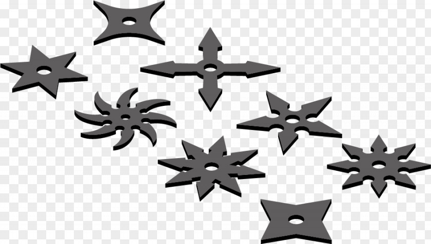 Vector Black Darts Shuriken Ninja Weapon Throwing PNG