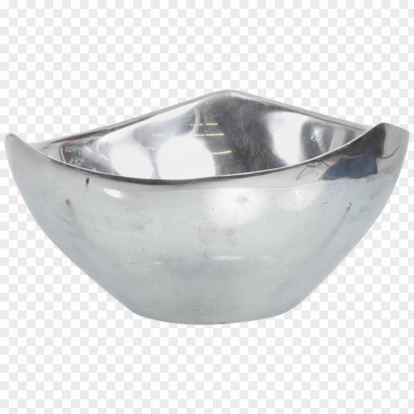 Metal Bowl Table 1980s Design Silver PNG