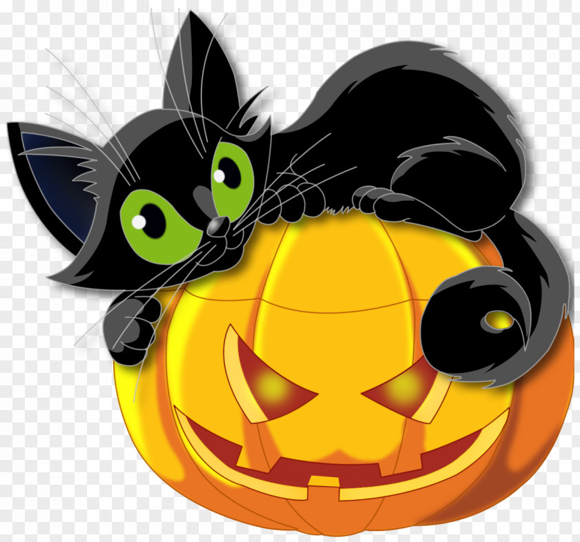 Large Transparent Halloween Pumpkin With Black Cat Clipart Kitten Clip Art PNG