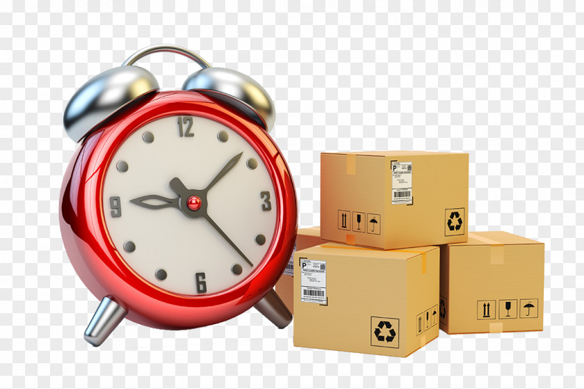 Logistics Box And Alarm Clock High-definition Picture Just-in-time Manufacturing Delivery Royalty-free Photography PNG