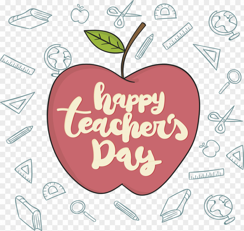 Red Apple Teacher's Day Poster Teachers Clip Art PNG