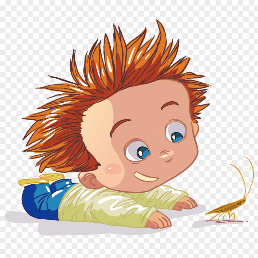 Tummy Observed Grasshopper Boy Child Play Cartoon Comics PNG