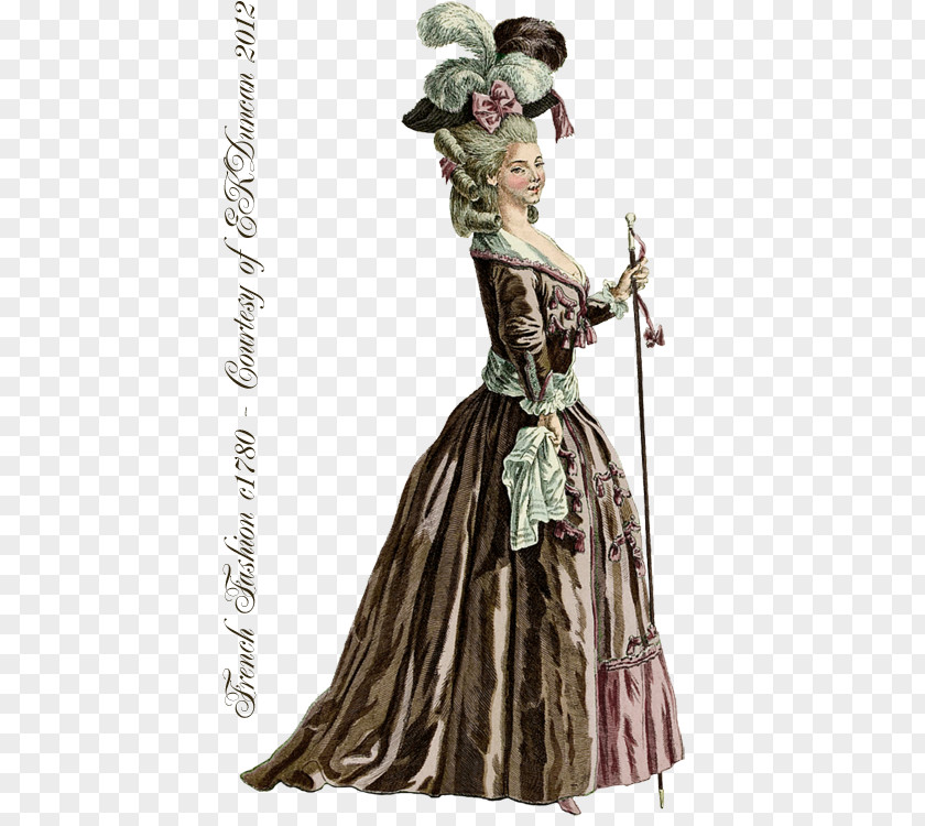 1600 French Fashion 18th Century Plate Clothing 服装效果图 PNG