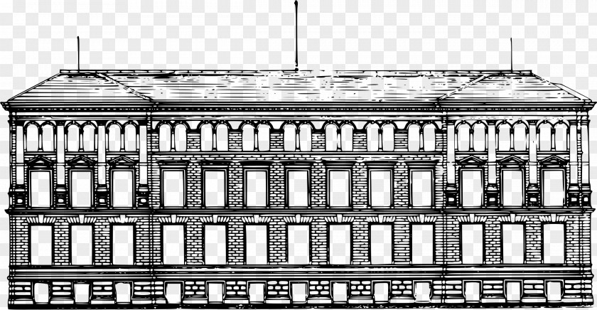 Building Black And White Facade Architecture Drawing PNG