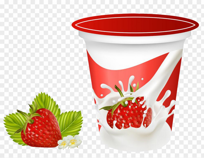 Fresh Strawberry Yogurt Packaging Chocolate Milk Berry Cream PNG