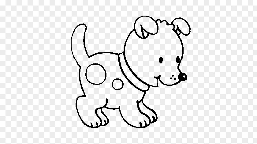 White Line Art Cartoon Puppy Head PNG