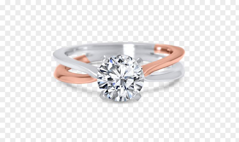 Ring Engagement Gold Solitaire Moissanite PNG