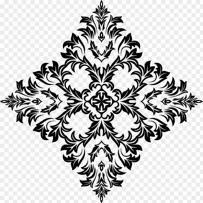 Lace Boarder Floral Design Line Art PNG