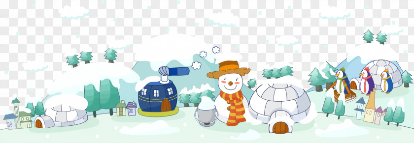 Snowman Illustration Background Material Igloo PNG
