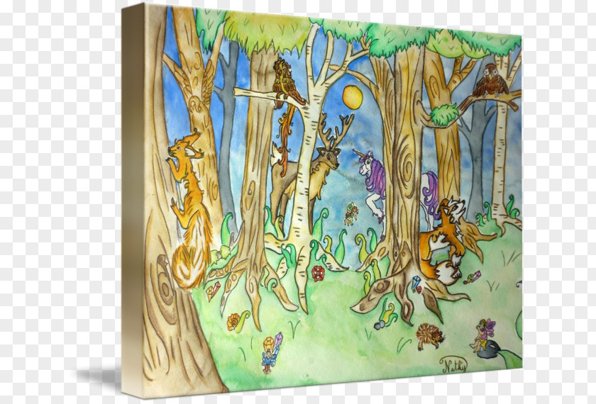 Enchanted Forest Painting Fauna Modern Art Organism PNG