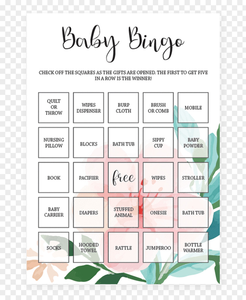 Games Animals Bingo Card Baby Shower Game Party PNG
