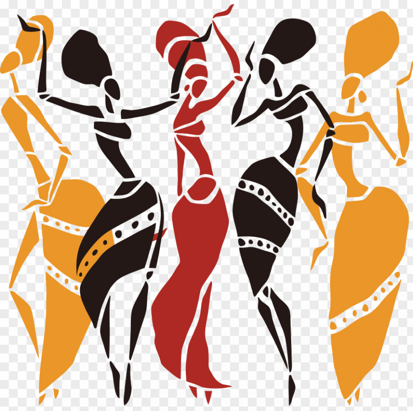 African Woman Dance Illustration PNG