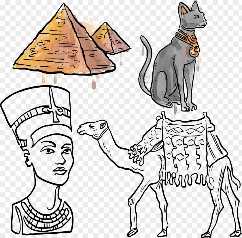 Vector Hand-painted Egyptian Camel Pyramid Pyramids Ancient Egypt PNG