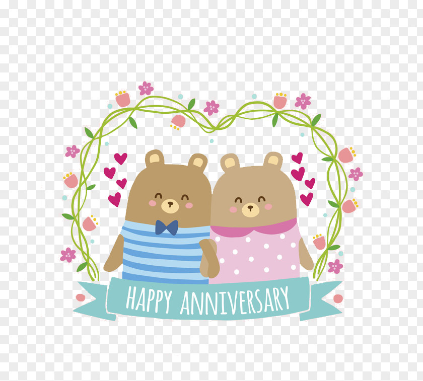 Lovely Couple Bears Day Greeting Cards Vector Bear Euclidean PNG