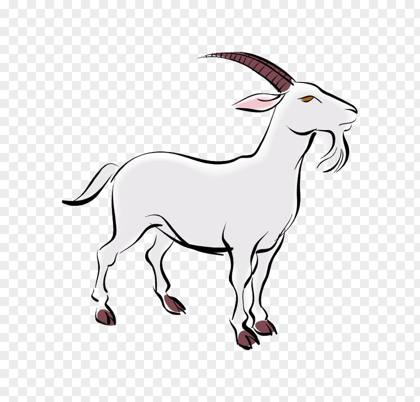 Old White Goat Cartoon Sheep Presentation Chinese Zodiac PNG