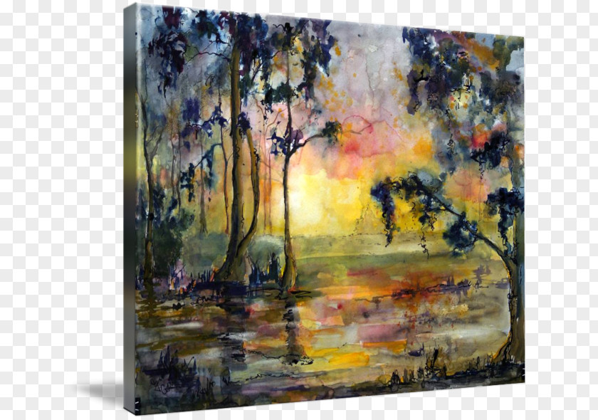 Painting Watercolor Great Dismal Swamp Okefenokee Canal PNG