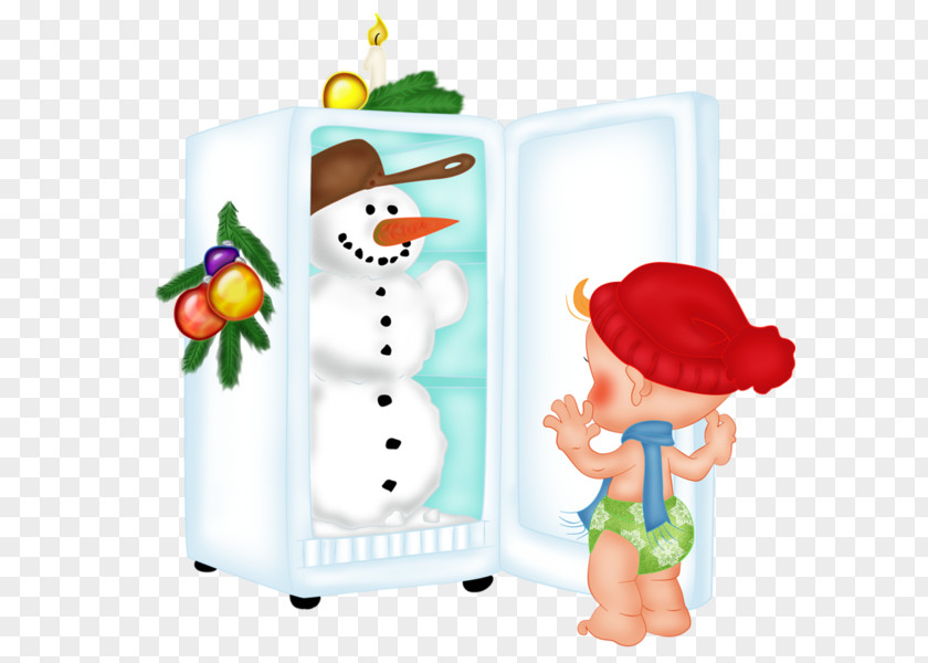 The Snowman In Refrigerator Christmas Clip Art PNG