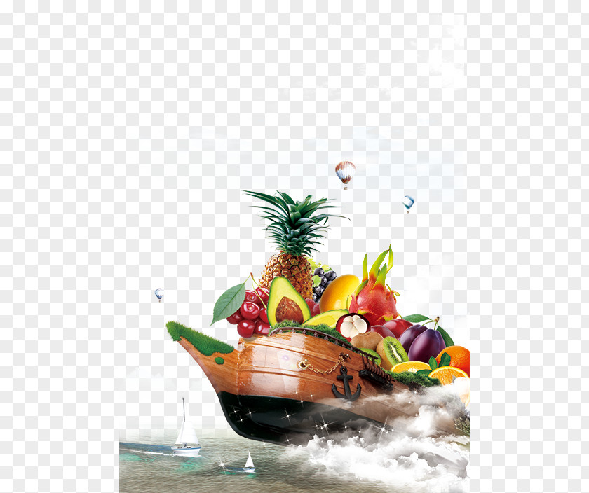 Creative Boat Big Coffee Fruit Juice Advertising Poster Auglis PNG