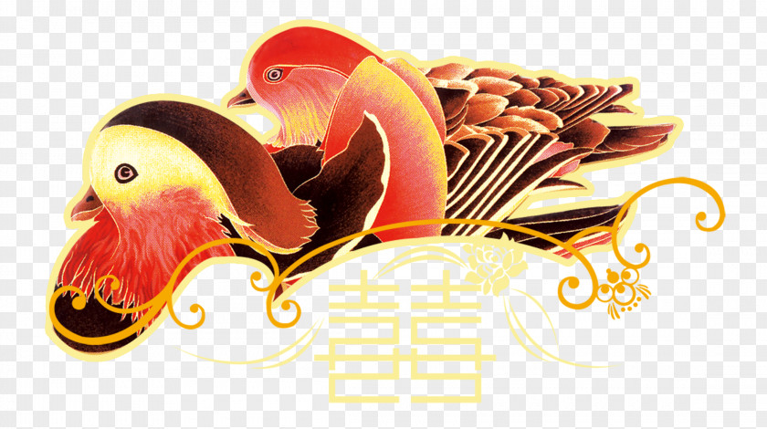 Mandarin Duck Wedding Invitation Marriage PNG