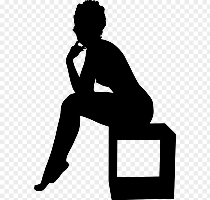 Black Woman Silhouette Female Sitting PNG