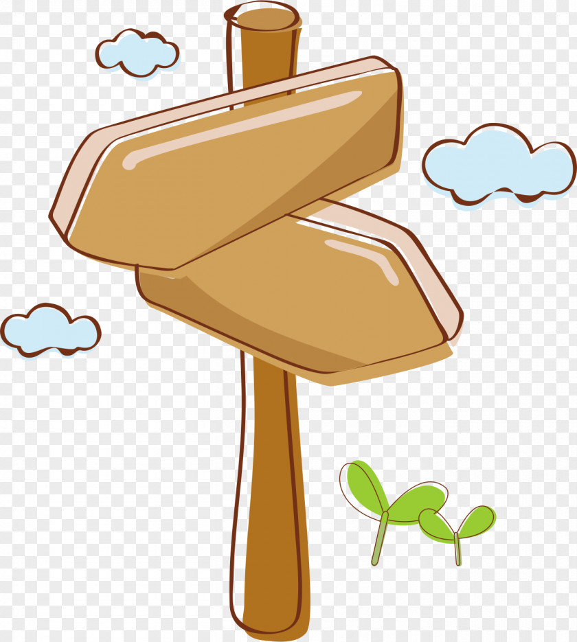 Cartoon Wood Sign Illustration PNG