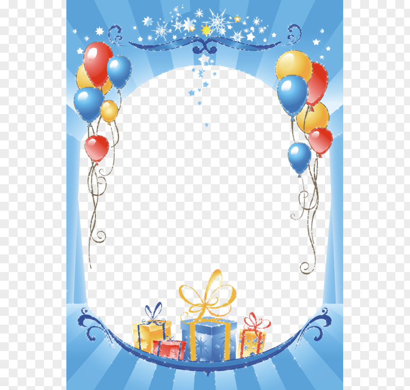 Colorful Balloons Decorated Gift Paper Birthday Picture Frame Balloon Clip Art PNG