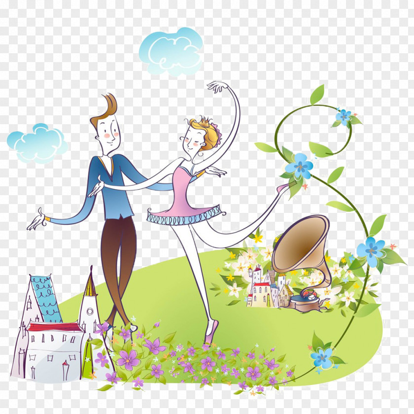 Green Grass Dancing Figure Significant Other Cartoon Wallpaper PNG