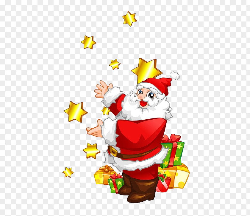 Santa Claus Christmas Tree Reindeer Illustration PNG